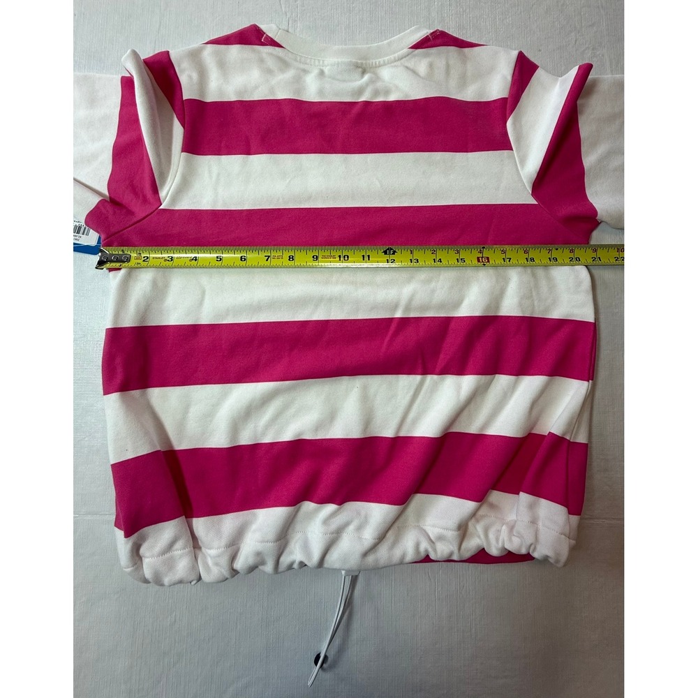 Columbia Hawkins Cliff Striped Sweatshirt Womens Medium Pink White XL4884 NEW - Picture 7 of 9